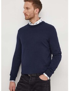 Βαμβακερό πουλόβερ BOSS χρώμα: ναυτικό μπλε