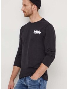 Βαμβακερή μπλούζα με μακριά μανίκια Calvin Klein χρώμα: μαύρο