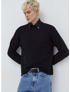 Βαμβακερό πουλόβερ HUGO χρώμα: μαύρο