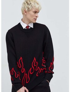 Μάλλινο πουλόβερ HUGO ανδρικά, χρώμα: μαύρο