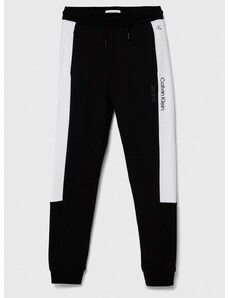 Παιδικό βαμβακερό παντελόνι Calvin Klein Jeans χρώμα: μαύρο