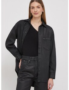 Βαμβακερό πουκάμισο Pepe Jeans ALIX COATED χρώμα: μαύρο