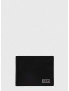 Δερμάτινο πορτοφόλι Guess ανδρικά, χρώμα: μαύρο