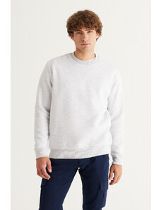 AC&Co / Altınyıldız Classics Men's Snow Melange Standard Fit Normal Cut Inner Fleece 3 Thread Crew Neck Sweatshirt