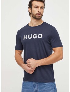 Βαμβακερό μπλουζάκι HUGO ανδρικά, χρώμα: ναυτικό μπλε
