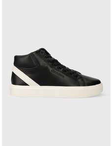 Δερμάτινα αθλητικά παπούτσια Calvin Klein HIGH TOP LACE UP ARCHIVE STRIPE χρώμα: μαύρο, HM0HM01291