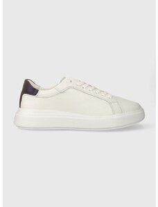 Δερμάτινα αθλητικά παπούτσια Calvin Klein LOW TOP LACE UP PET χρώμα: άσπρο, HM0HM01288