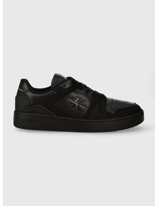 Δερμάτινα αθλητικά παπούτσια Calvin Klein Jeans BASKET CUPSOLE LOW LTH ML FAD χρώμα: μαύρο, YM0YM00884