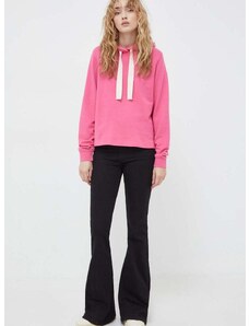 Βαμβακερή μπλούζα Marc O'Polo γυναικεία, χρώμα: ροζ, με κουκούλα