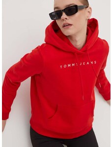 Μπλούζα Tommy Jeans χρώμα: κόκκινο, με κουκούλα
