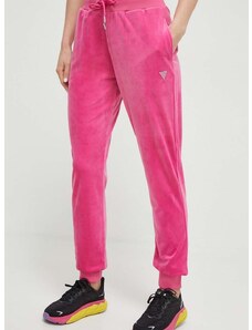 Παντελόνι φόρμας Guess χρώμα: ροζ
