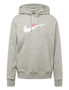 Nike Sportswear Μπλούζα φούτερ γκρι μελανζέ / σκούρο πορτοκαλί / λευκό