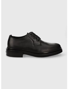 Δερμάτινα κλειστά παπούτσια Calvin Klein POSTMAN DERBY χρώμα: μαύρο, HM0HM01356