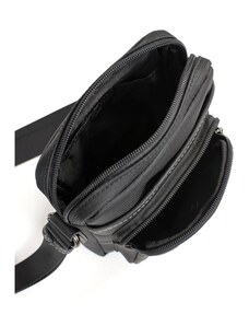 Τσάντα χιαστί σε μαύρο ύφασμα με δέρμα Hexagona 9PGGFTA - 225828-01