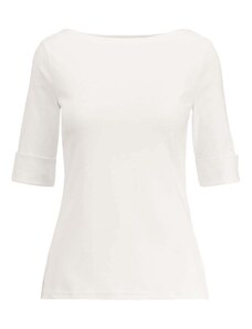 RALPH LAUREN T-Shirt Rfnd Strtch 1X1 Rib-Elb Slv Bt Nk Top 200654963007 white