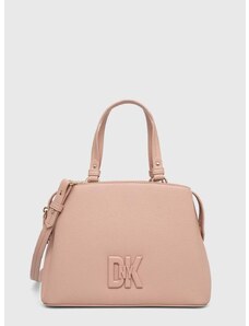 Δερμάτινη τσάντα DKNY χρώμα: μπεζ