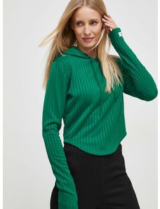 Μπλούζα Guess χρώμα: πράσινο, με κουκούλα