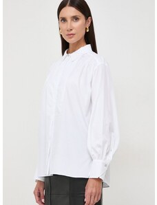 Βαμβακερό πουκάμισο BOSS χρώμα: άσπρο