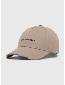 Βαμβακερό καπέλο του μπέιζμπολ Karl Lagerfeld χρώμα: μπεζ