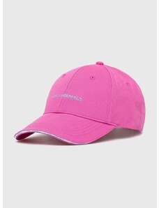 Βαμβακερό καπέλο του μπέιζμπολ Karl Lagerfeld χρώμα: ροζ