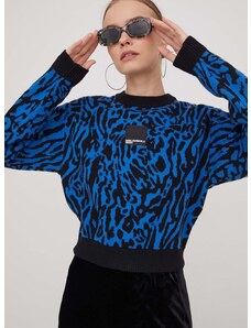 Πουλόβερ με προσθήκη μαλλιού Karl Lagerfeld Jeans γυναικεία, χρώμα: ναυτικό μπλε