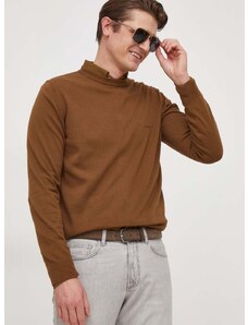 Βαμβακερό πουλόβερ BOSS χρώμα: καφέ