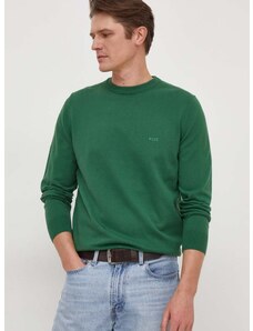 Βαμβακερό πουλόβερ BOSS χρώμα: πράσινο