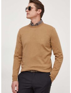 Βαμβακερό πουλόβερ BOSS χρώμα: μπεζ