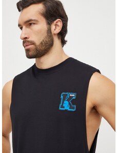 Βαμβακερό μπλουζάκι Karl Lagerfeld ανδρικά, χρώμα: μαύρο