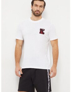 Βαμβακερό μπλουζάκι Karl Lagerfeld ανδρικά, χρώμα: άσπρο
