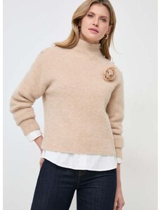 Μάλλινο πουλόβερ Custommade γυναικεία, χρώμα: καφέ