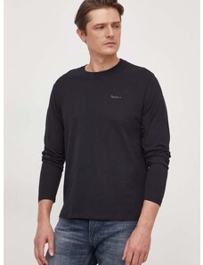 Βαμβακερή μπλούζα με μακριά μανίκια Pepe Jeans χρώμα: μαύρο