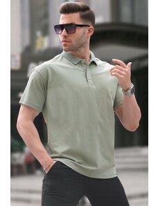 Madmext Almond Green Polo Neck Basic Men's T-Shirt 6126