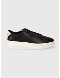 Δερμάτινα αθλητικά παπούτσια Tommy Hilfiger POINTY COURT SNEAKER χρώμα: μαύρο, FW0FW07460