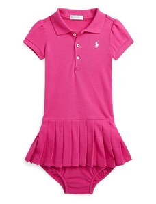Βρεφικό βαμβακερό φόρεμα Polo Ralph Lauren χρώμα: ροζ