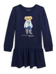 Παιδικό βαμβακερό φόρεμα Polo Ralph Lauren χρώμα: ναυτικό μπλε