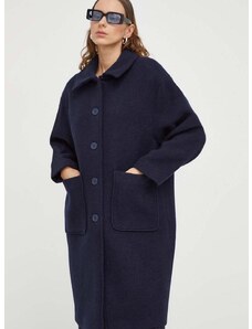 Μάλλινο παλτό American Vintage χρώμα: ναυτικό μπλε