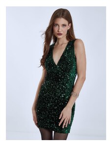 Celestino Αμάνικο φόρεμα με παγιέτες πρασινο σκουρο για Γυναίκα