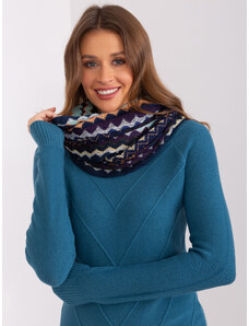 Fashionhunters Women's navy blue openwork scarf with patterns