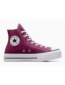 Πάνινα παπούτσια Converse Chuck Taylor All Star Lift χρώμα: μοβ, A05471C
