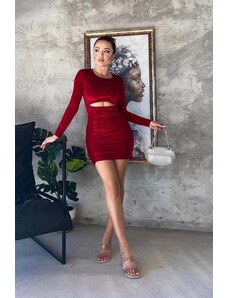 Joy Fashion House Fabian μίνι φόρεμα βελούδινο cut out κόκκινο