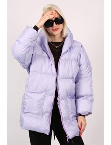 Madmext Purple Hooded Pocket Detailed Women's Coat
