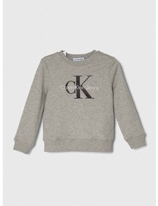 Παιδική βαμβακερή μπλούζα Calvin Klein Jeans χρώμα: γκρι