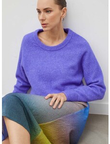 Μάλλινο πουλόβερ Samsoe Samsoe γυναικεία, χρώμα: μοβ