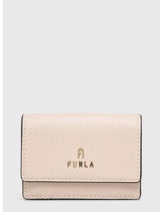Δερμάτινο πορτοφόλι Furla γυναικεία, χρώμα: μπεζ