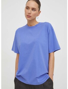 Βαμβακερό μπλουζάκι Samsoe Samsoe γυναικεία, χρώμα: μοβ