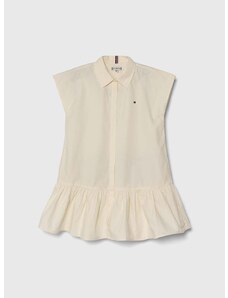 Παιδικό βαμβακερό φόρεμα Tommy Hilfiger χρώμα: μπεζ