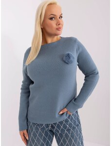 Fashionhunters Teal everyday knitted sweater plus size