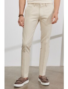 AC&Co / Altınyıldız Classics Men's Ecru Slim Fit Slim Fit Trousers with Side Pockets, Cotton Stretchy Dobby Trousers.