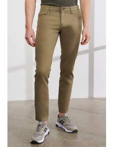 AC&Co / Altınyıldız Classics Men's Green Slim Fit Slim Fit Cotton 5 Pocket Flexible Casual Trousers